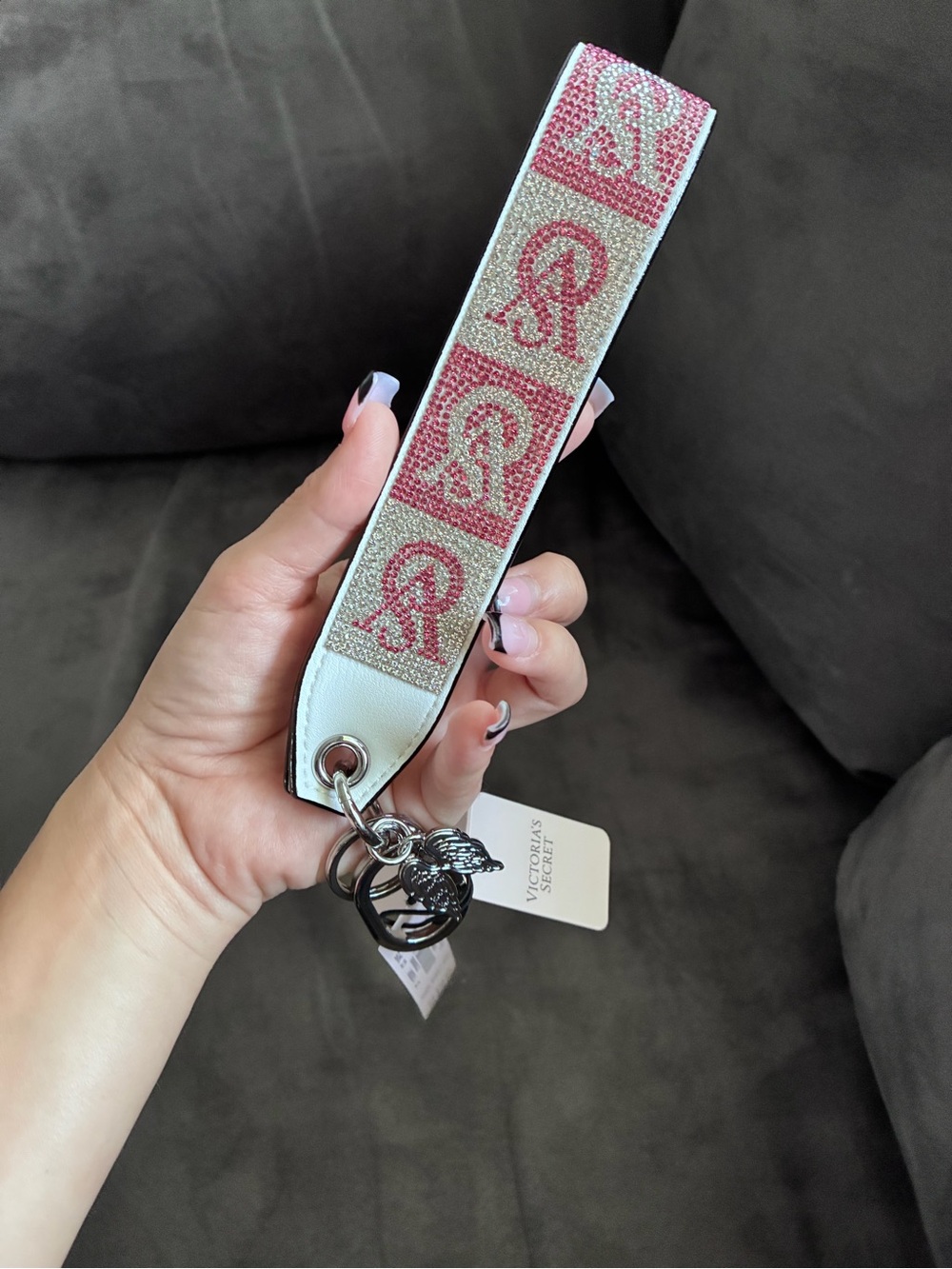 Victoria's Secret Bling Rhinestone Wristlet Strap Keychain